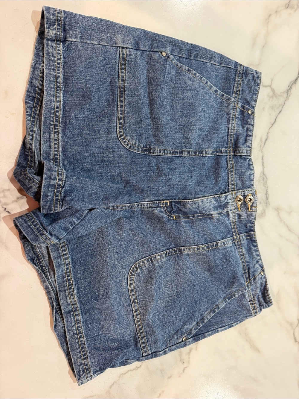 Tommy Hilfiger Classic Blue Denim Jean Shorts with Front Patch Pockets